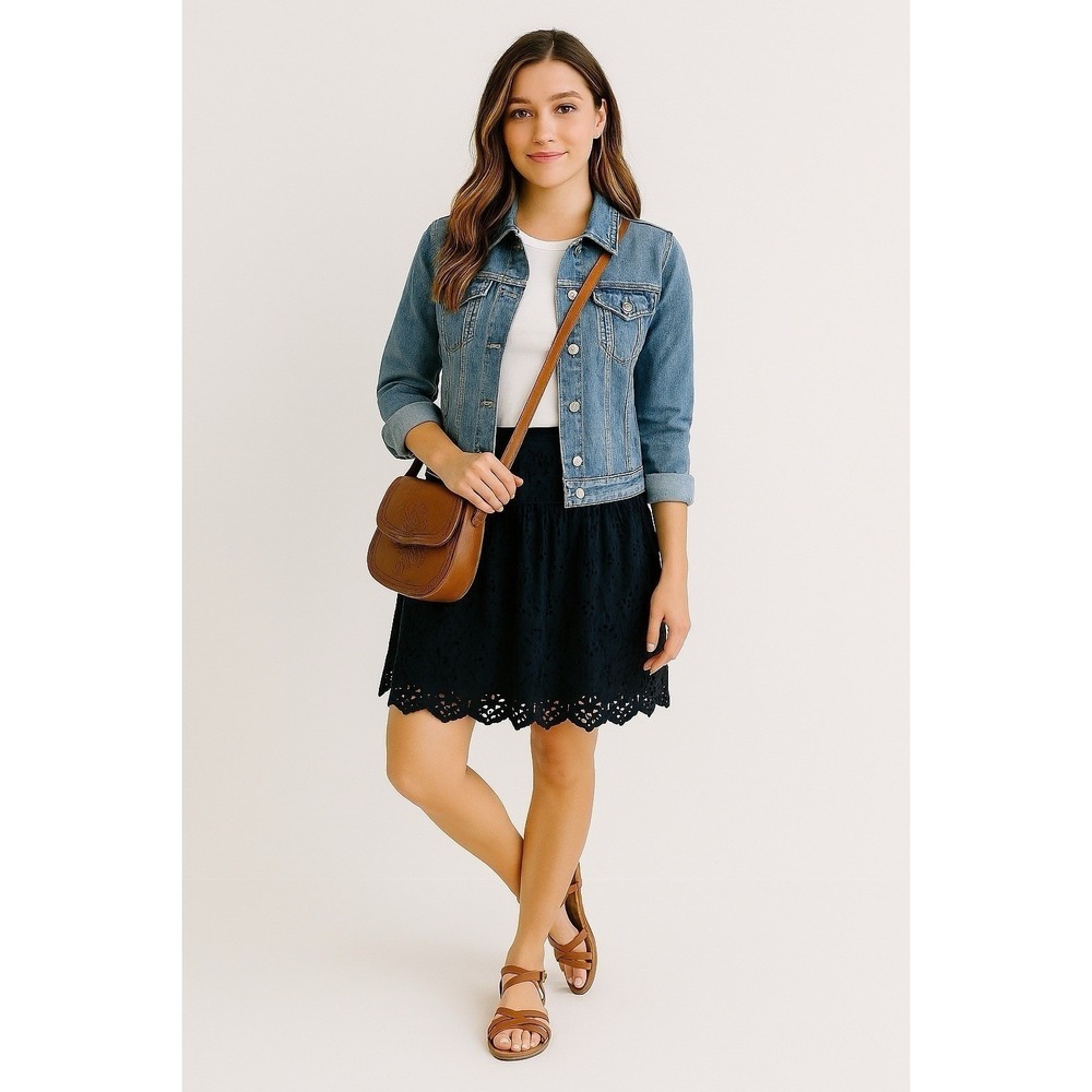 Loft Skirt Black Eyelet Lace